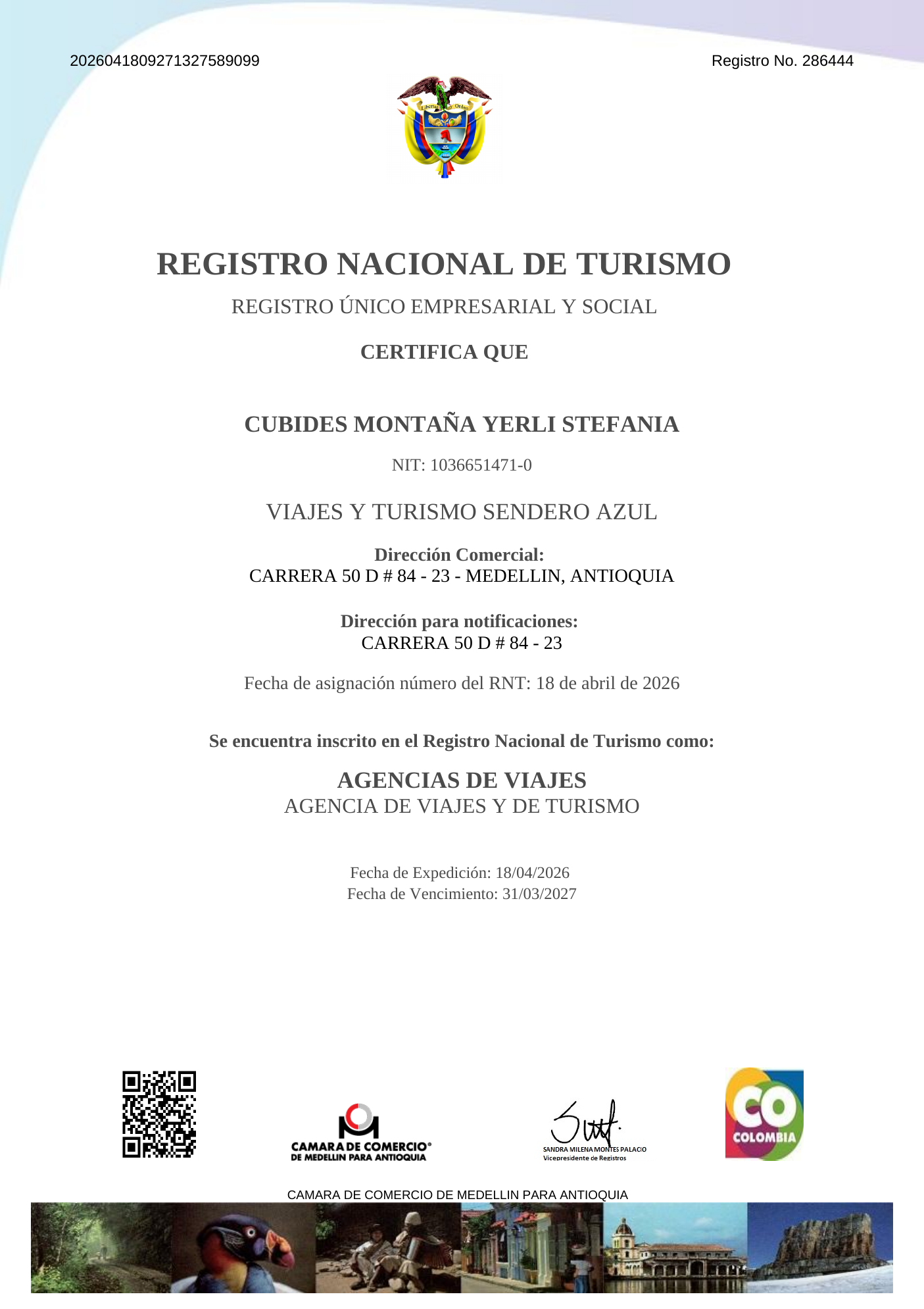 Registro Nacional de Turismo de Sendero Azul