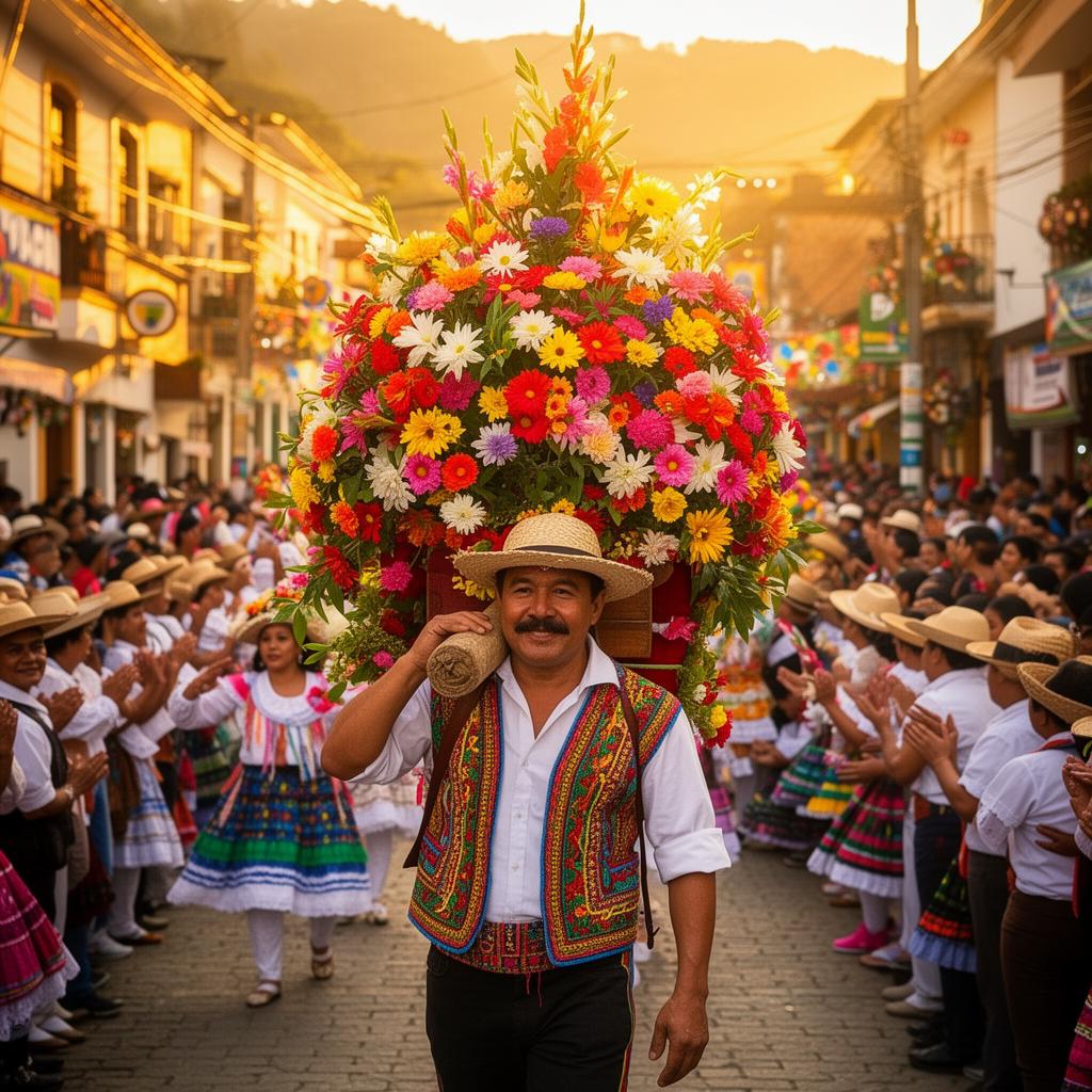 Silletero desfilando en la Feria de las Flores de Medellín